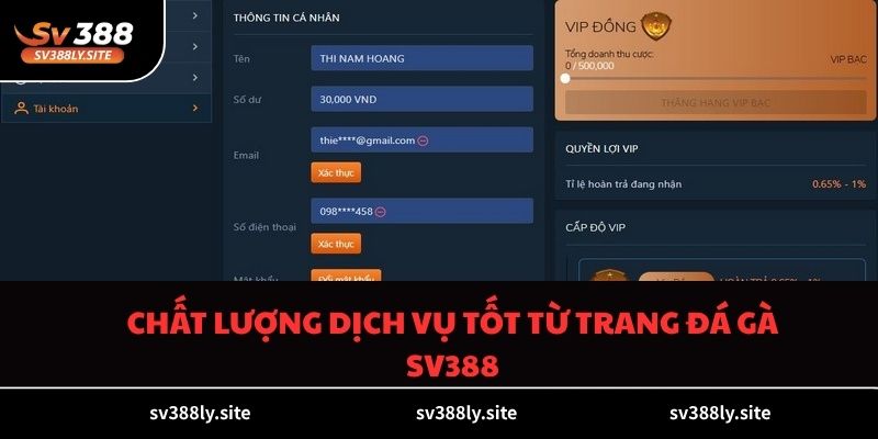 Chất lượng dịch vụ tốt từ trang đá gà SV388