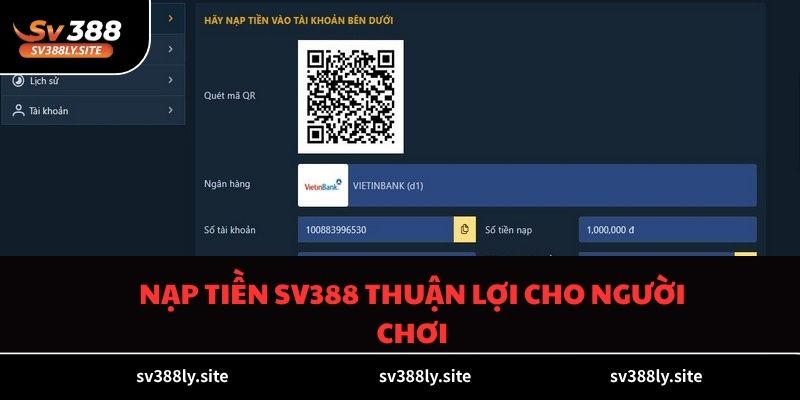 Nạp tiền SV388 thuận lợi cho người chơi