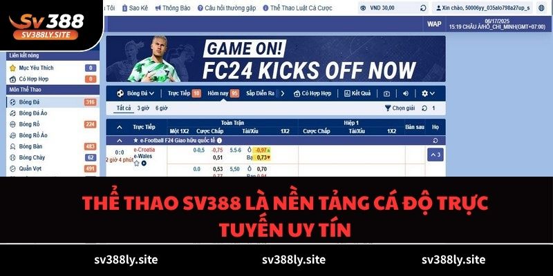 Thể thao SV388 là nền tảng cá độ trực tuyến uy tín